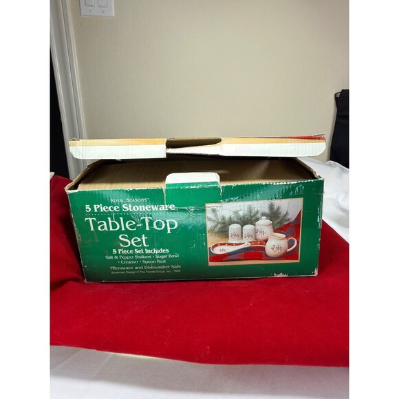 CIB Royal Seasons 5-Piece Stoneware Table-Top Set With Snowman Design Vintage - Picture 2 of 8